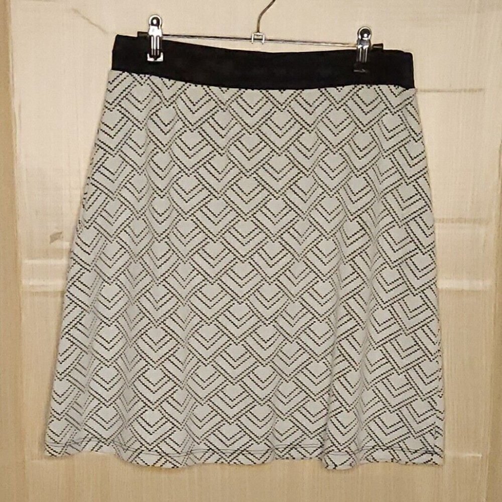 Gilli Womens Black White Knit Elastic Waist Skirt Large